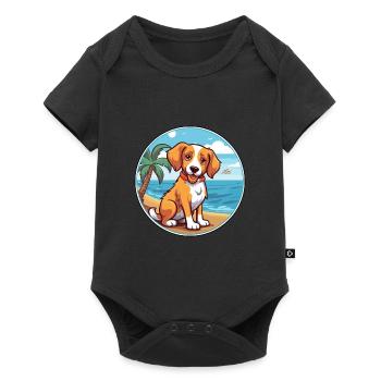 Kanni chien race dessin animé Kawaii Clipart aquarelle - Body à manches courtes Premium Bébé - noir - Devant