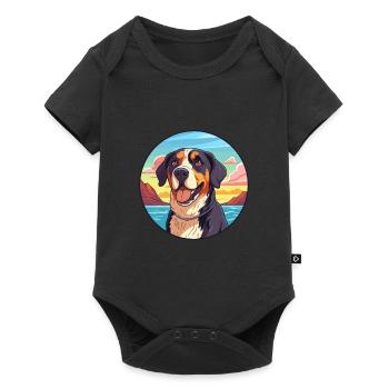 Grand Bouvier Suisse Race Cartoon Kawaii - Body à manches courtes Premium Bébé - noir - Devant