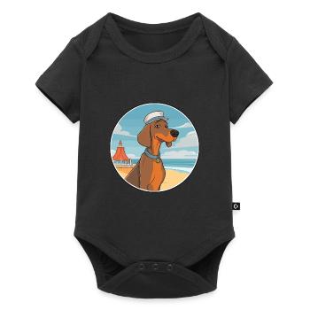 Hannover Hund Rasse Cartoon Kawaii Clipart Hund - Baby Premium Kurzarmbody - Schwarz - Vorne