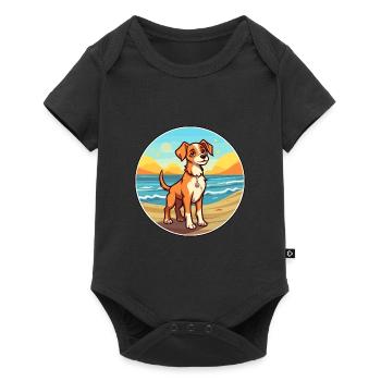 Hygenhund chien race dessin animé Kawaii Clipart chien animal de compagnie - Body à manches courtes Premium Bébé - noir - Devant