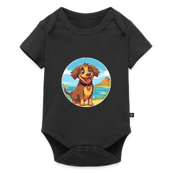 Kai Ken chien race dessin animé Kawaii Clipart chien animal de compagnie - Body à manches courtes Premium Bébé - noir - Devant