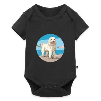 Komondor chien race dessin animé kawaii clipart chien animal de compagnie - Body à manches courtes Premium Bébé - noir - Devant