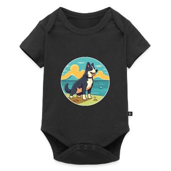 Karelian Bear Dog Breed Cartoon Kawaii Clipart Dog - Baby Premium short-sleeve bodysuit - black - Front