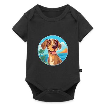 Kintamani chien race dessin animé Kawaii Clipart chien animal de compagnie - Body à manches courtes Premium Bébé - noir - Devant
