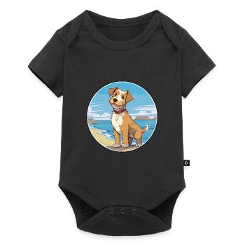 Lucas Terrier chien race dessin animé Kawaii Clipart chien - Body à manches courtes Premium Bébé - noir - Devant