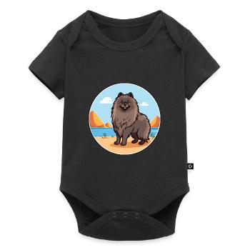 Keeshond Dog Breed Cartoon Kawaii Clipart Dog Pet - Baby Premium short-sleeve bodysuit - black - Front