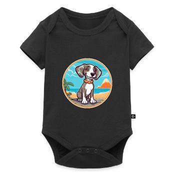 Koolie chien race dessin animé Kawaii Clipart aquarelle - Body à manches courtes Premium Bébé - noir - Devant