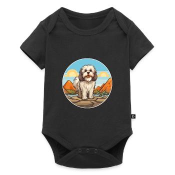 Lhasa Apso Dog Breed Cartoon Kawaii Clipart Dog - Baby Premium short-sleeve bodysuit - black - Front
