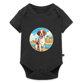 Moscou chien de garde chien race Cartoon Kawaii Clipart - Body à manches courtes Premium Bébé - noir - Devant