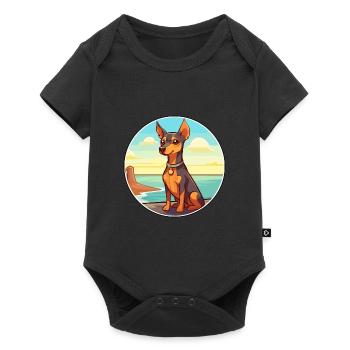 Miniature Pinscher Dog Breed Cartoon Kawaii Dog - Baby Premium short-sleeve bodysuit - black - Front