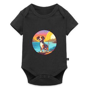 Nouvelle-Zélande Tête Chien Race Cartoon Kawaii Chien - Body à manches courtes Premium Bébé - noir - Devant