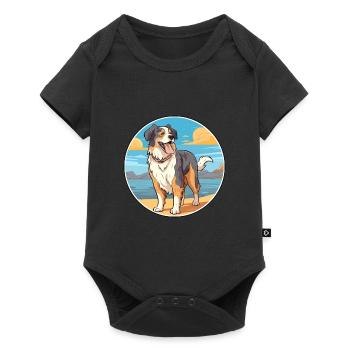North American Shepherd Dog Breed Cartoon Kawaii - Baby Premium short-sleeve bodysuit - black - Front