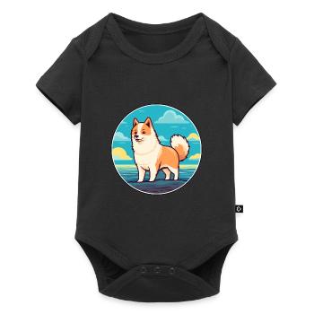 Nordic Spitz Dog Breed Cartoon Kawaii Clipart Dog - Baby Premium short-sleeve bodysuit - black - Front