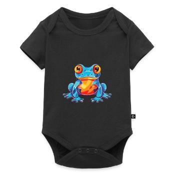 Frosch buntes Aquarell Tier Haustier Illustration - Baby Premium Kurzarmbody - Schwarz - Vorne