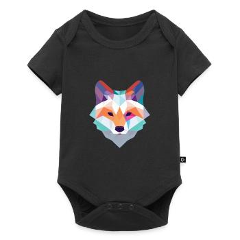 Polarfuchs Bunte Aquarell-Tier-Illustration - Baby Premium Kurzarmbody - Schwarz - Vorne