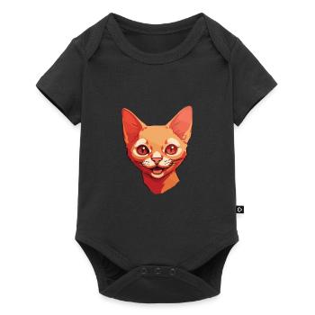 Red Devon Rex Cat Cartoon Watercolor Illustration - Baby Premium short-sleeve bodysuit - black - Front