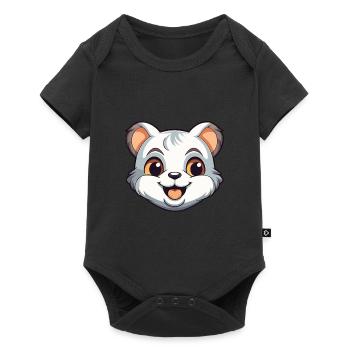 Illustration d’aquarelle de bande dessinée de bébé chat - Body à manches courtes Premium Bébé - noir - Devant
