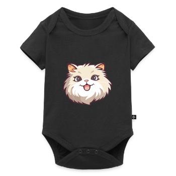 Ragamuffin chat dessin animé illustration à l’aquarelle - Body à manches courtes Premium Bébé - noir - Devant