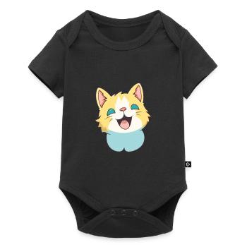 Khao Manee chat dessin animé illustration à l’aquarelle - Body à manches courtes Premium Bébé - noir - Devant