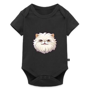 British Longhair Cat Cartoon Watercolor Clipart - Baby Premium short-sleeve bodysuit - black - Front