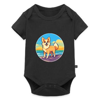Norvégien Lundehund Race De Chien De Dessin Animé Kawaii Chien - Body à manches courtes Premium Bébé - noir - Devant