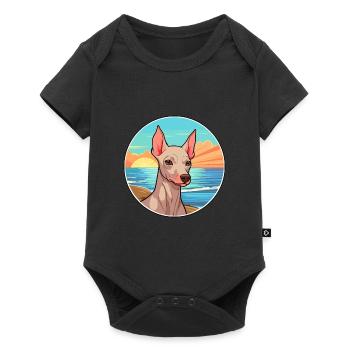 Chien nu péruvien race Cartoon Kawaii Clipart - Body à manches courtes Premium Bébé - noir - Devant