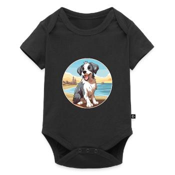 Chien de berger picard chien race Cartoon Kawaii Clipart - Body à manches courtes Premium Bébé - noir - Devant
