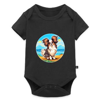 Papillon chien race dessin animé kawaii clipart chien animal de compagnie - Body à manches courtes Premium Bébé - noir - Devant