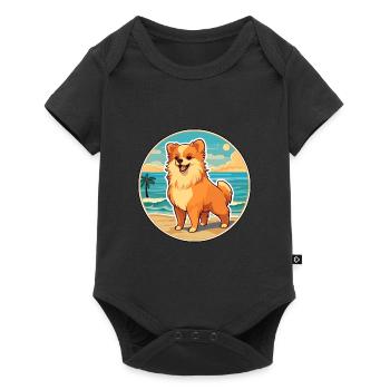 Pommersche Deutsche Spitz Hunderasse Cartoon Kawaii - Baby Premium Kurzarmbody - Schwarz - Vorne