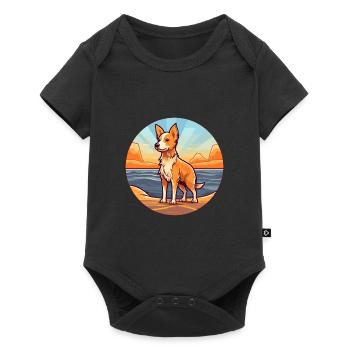 Portugiesischer Podengo Hund Rasse Cartoon Kawaii Hund - Baby Premium Kurzarmbody - Schwarz - Vorne