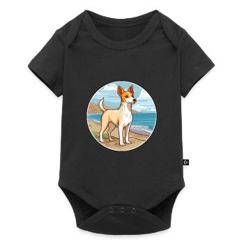 Portugiesisch Podengo Pequeno Hunderasse Cartoon Haustier - Baby Premium Kurzarmbody - Schwarz - Vorne