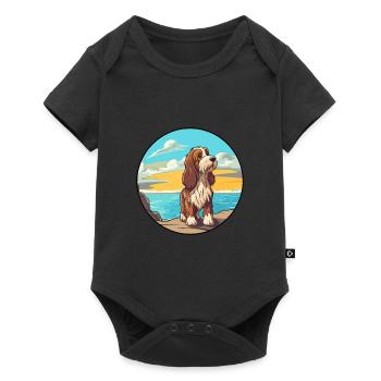Petit Basset Griffon Vendeen Hunderasse Karikatur - Baby Premium Kurzarmbody - Schwarz - Vorne