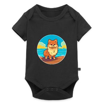 Pomeranian Spitz Dog Breed Cartoon Kawaii Clipart - Baby Premium short-sleeve bodysuit - black - Front