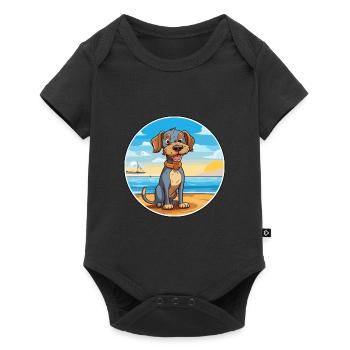 Porcelaine Dog Breed Cartoon Kawaii Clipart Dog - Baby Premium short-sleeve bodysuit - black - Front