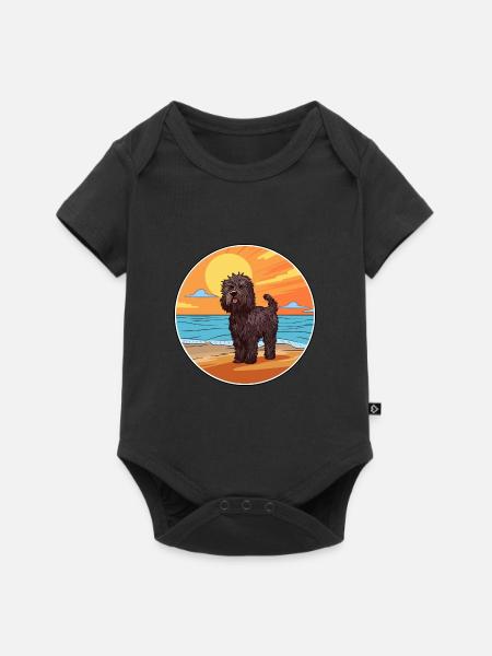 Puli Dog Breed Cartoon Kawaii Clipart Watercolor - Baby Premium short-sleeve bodysuit - black