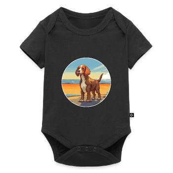 Pont Audemer Épagneul Race Chien Cartoon Kawaii Chien - Body à manches courtes Premium Bébé - noir - Devant