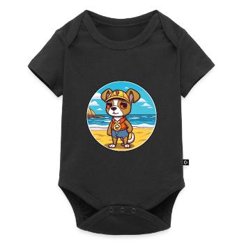 Chien de garde portugais race de chien de dessin animé Kawaii Dog - Body à manches courtes Premium Bébé - noir - Devant