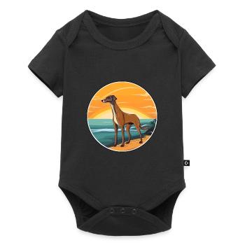 Rampur lévrier chien race Cartoon Kawaii Clipart - Body à manches courtes Premium Bébé - noir - Devant