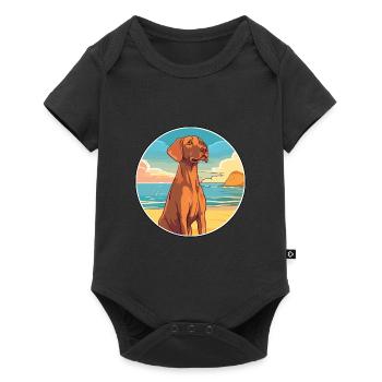 Vizsla chien race dessin animé Kawaii Clipart aquarelle - Body à manches courtes Premium Bébé - noir - Devant