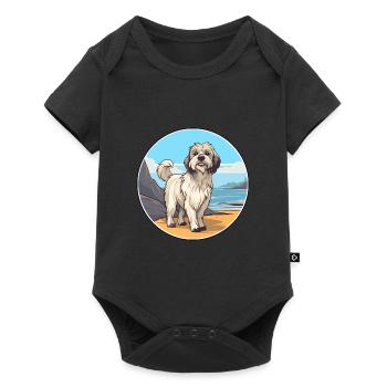 Berger des Pyrénées chien race Cartoon Kawaii Clipart - Body à manches courtes Premium Bébé - noir - Devant