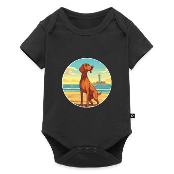 Redbone Coonhound Dog Breed Cartoon Kawaii Clipart - Baby Premium short-sleeve bodysuit - black - Front