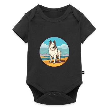 Sibérie occidentale Laika chien race dessin animé Kawaii chien - Body à manches courtes Premium Bébé - noir - Devant