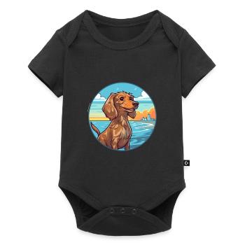 Wirehaired Dachshund Dog Breed Cartoon Kawaii Dog - Baby Premium short-sleeve bodysuit - black - Front
