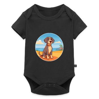 Tosa chien race dessin animé Kawaii Clipart aquarelle - Body à manches courtes Premium Bébé - noir - Devant