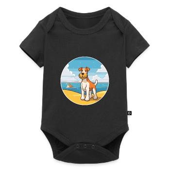 draht foxterrier hunderasse cartoon kawaii clipart - Baby Premium Kurzarmbody - Schwarz - Vorne