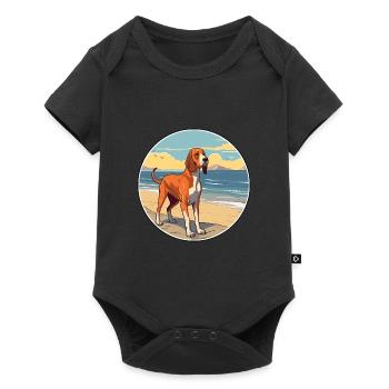 Russian Hound Dog Breed Cartoon Kawaii Clipart Dog - Baby Premium short-sleeve bodysuit - black - Front