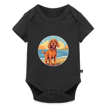 Stichelhaar chien race dessin animé Kawaii Clipart chien - Body à manches courtes Premium Bébé - noir - Devant