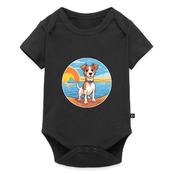 Russell Terrier Hund Rasse Cartoon Kawaii Clipart - Baby Premium Kurzarmbody - Schwarz - Vorne