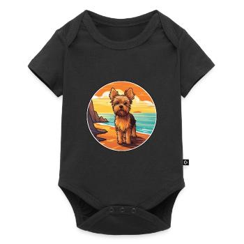 Yorkshire Terrier Dog Breed Cartoon Kawaii Clipart - Baby Premium short-sleeve bodysuit - black - Front