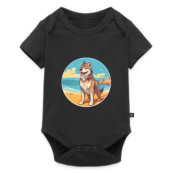 Saarloos Wolfhund Hund Rasse Cartoon Kawaii Clipart - Baby Premium Kurzarmbody - Schwarz - Vorne